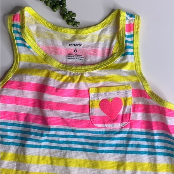 Carter’s Girls Rainbow Stripe Heart Tunic tank top 6 - Picture 3 of 5